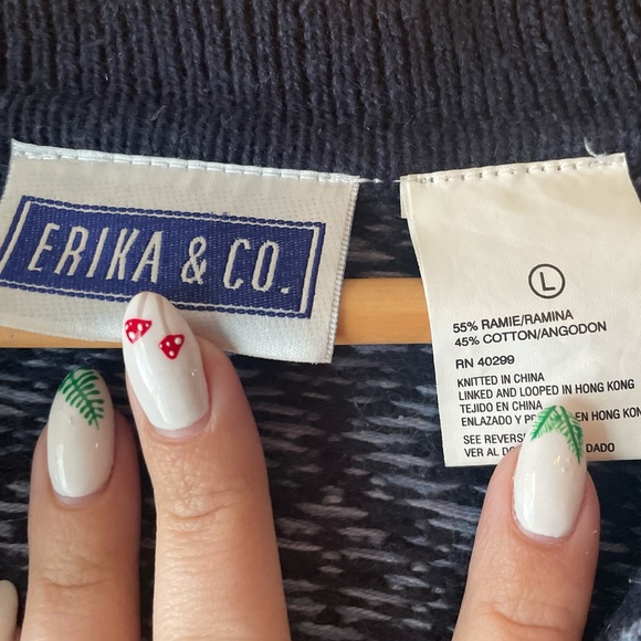 Vintage Erika & co collared button up patterned knitted sweater large - Picture 2 of 5